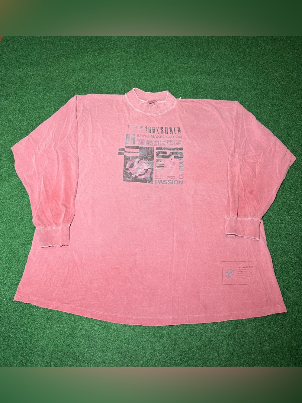Lightning Vintage T Shirt 100% Shred Skater Surfer Long Sleeve Grunge 90s 2XL